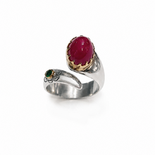 Load image into Gallery viewer, Ruby & Tsavorite Silver & Gold Ring