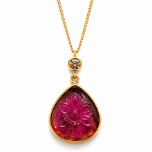 Load image into Gallery viewer, Tourmaline 5 carats & Diamond 0.10 carats 18kt Gold Necklace