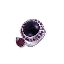 Load image into Gallery viewer, Black Star Diopside & Rubellite Silver Ring