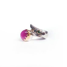 Load image into Gallery viewer, Ruby & Tsavorite Silver & Gold Ring