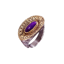 Load image into Gallery viewer, Sugilite Gold & Silver Petal Dress Ring