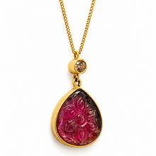 Load image into Gallery viewer, Tourmaline 5 carats &amp; Diamond 0.10 carats 18kt Gold Necklace
