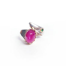 Load image into Gallery viewer, Ruby &amp; Tsavorite Silver &amp;  Gold Ring
