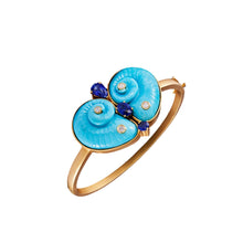 Load image into Gallery viewer, Turquoise Diamond, Sapphire &amp; Gold Bangle
